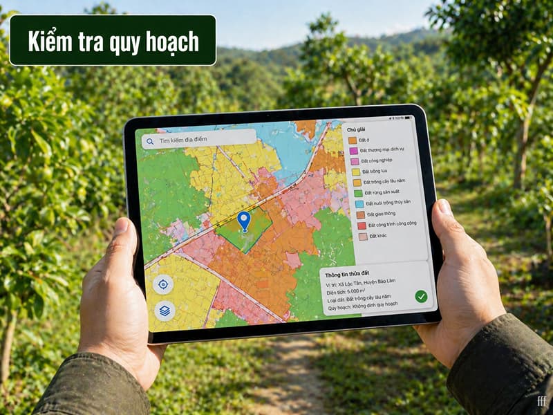 Kiểm tra bản đồ quy hoạch để xác định khả năng chuyển đổi hoặc dựng lán trại tạm hợp pháp.