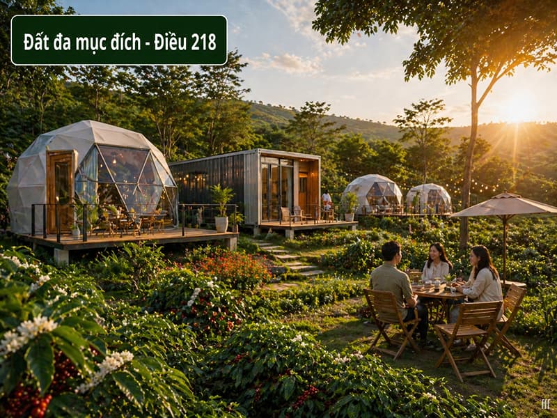 Kinh doanh farmstay trên đất nông nghiệp hợp pháp bằng nhà lắp ghép theo quy định đất đa mục đích.