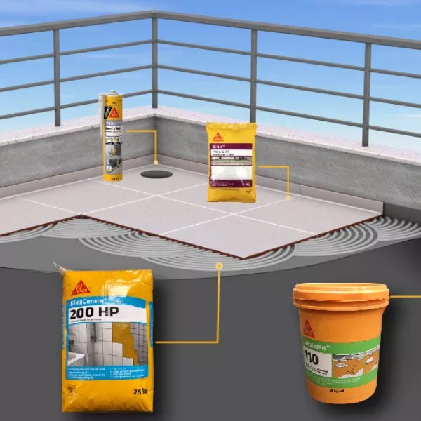 Xử lý chống thấm cổ ống xuyên sàn sân thượng bằng vữa tự chảy Grout