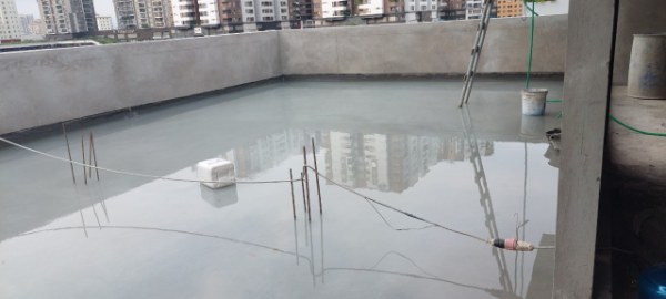 Bơm nước ngâm 48 giờ để nghiệm thu chất lượng thi công chống thấm sân thượng