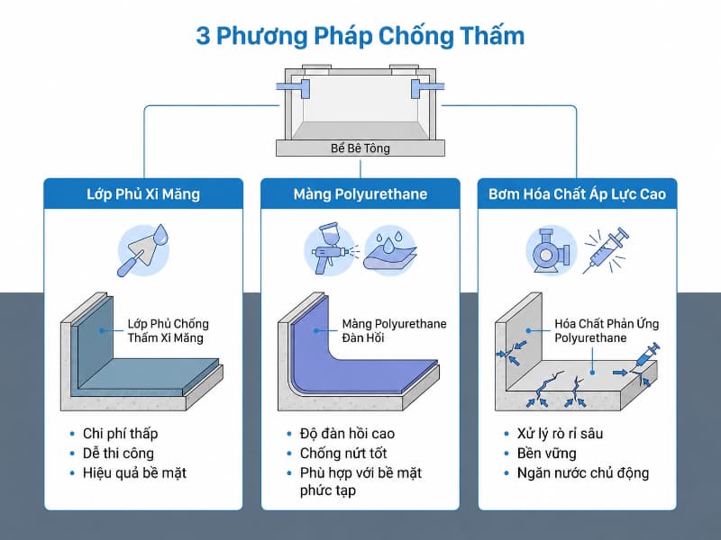 Chọn đúng phương pháp chống thấm bể phốt giúp tối ưu chi phí và độ bền công trình.