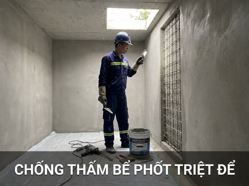 Thi công chống thấm bể phốt triệt để giúp ngăn ngừa rò rỉ và bảo vệ nền móng nhà.