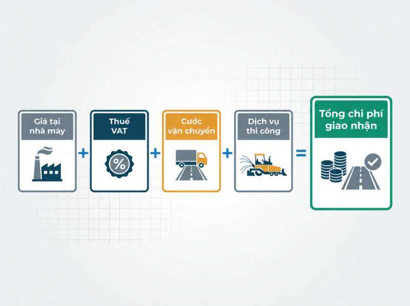 Công thức tổng chi phí giao nhận nhựa đường