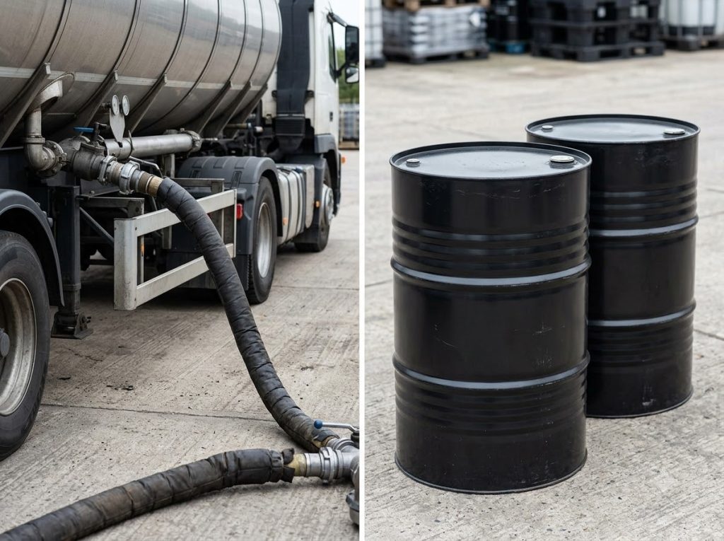 Đối chiếu quy cách bitum 6070 dạng xá và dạng phuy giúp làm rõ mức chênh lệch đơn giá thực tế.